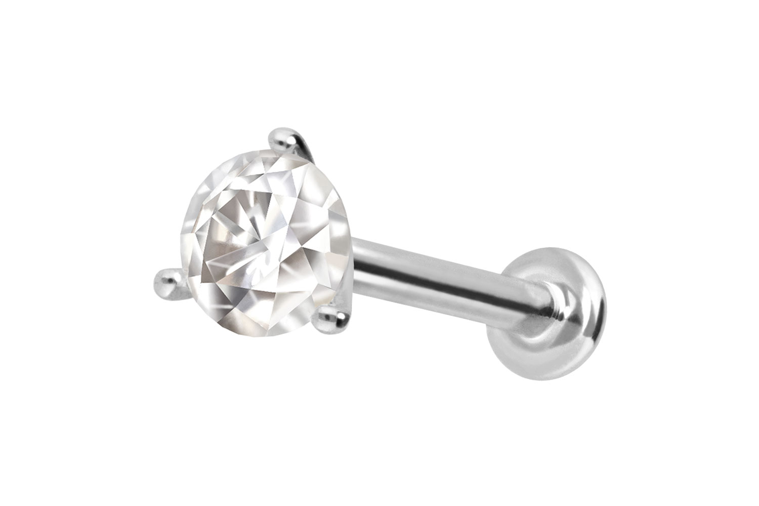 14 Karat Gold Labret Piercing mit Push Fit MOISSANIT